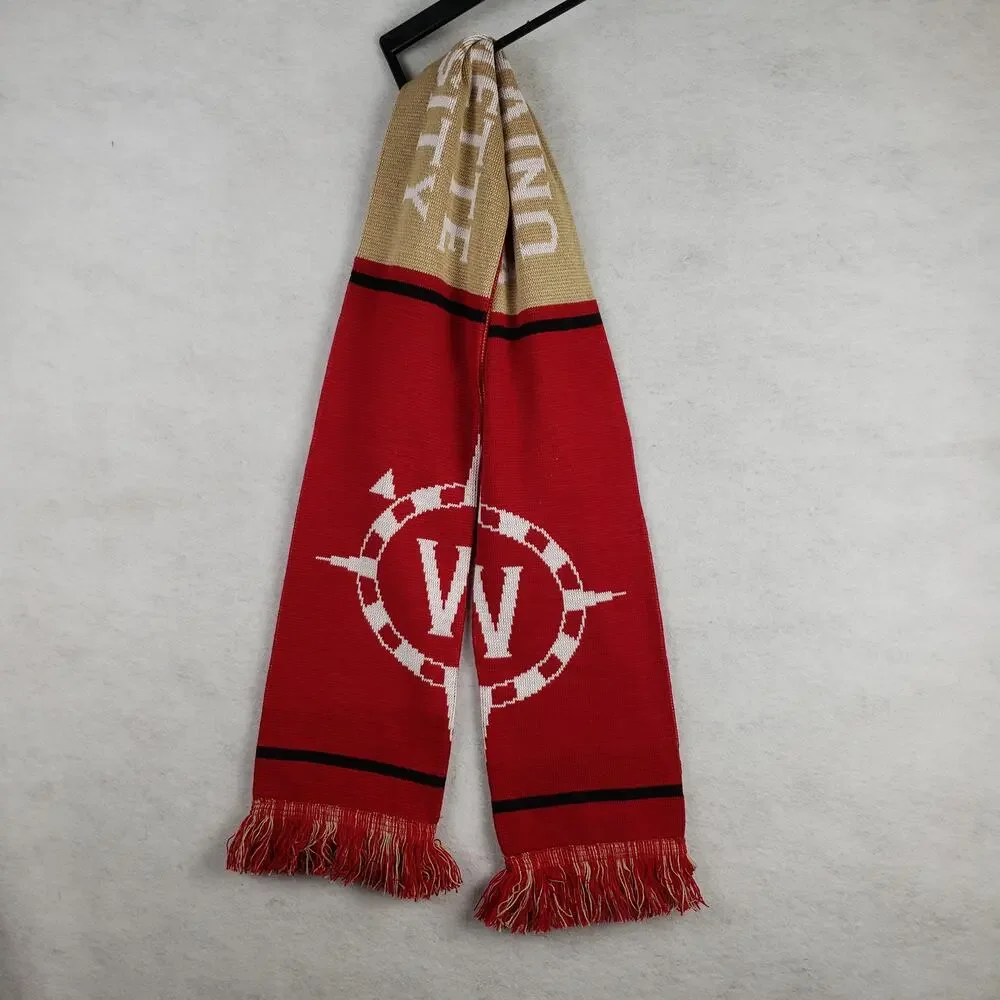 Ruffneck Willamette University OS Fringe Scarf Red Gold Oregon Preppy‎ Varsity